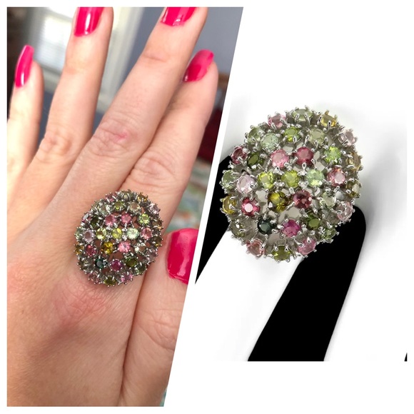 Genuine Unheated Round Tourmaline 3mm 14K White Gold Plate 925 Silver Ring 8 - Picture 4 of 17